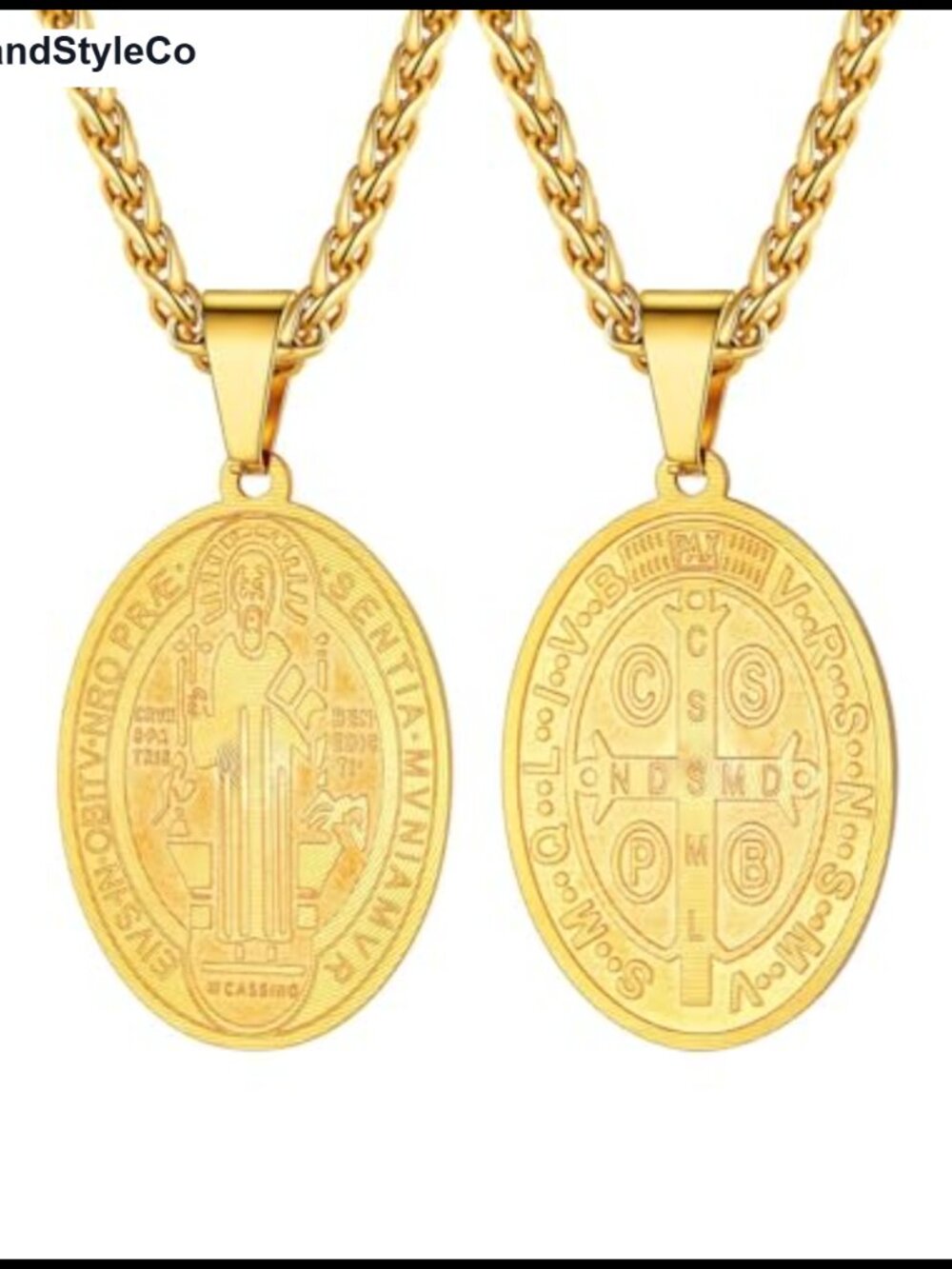St Michael Pendant Necklace St Benedict Medal Men 18k Gold Plated Christian